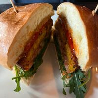 Falafel burger  at Le Solerey in Les Houches