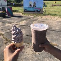 Black raspberry Oreo cone and chocolate Oreo oatshake  at Cindy's Drive In in Granby