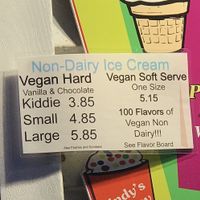 Vegan prices  at Cindy's Drive In in Granby