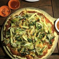 Veggie pizza no cheese. Tons of veggies and extra sauce at Tin Tin Pizzas in Phu Quoc