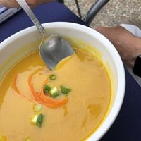 Spicy butternut squash soup  at Bloodroot in Bridgeport