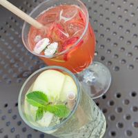 Apple cider and strawberry lemonade at Pierogarnia Stary Młyn in Gdansk