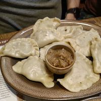 Mushroom and sauerkraut pierogi with onion sauce at Pierogarnia Stary Młyn in Gdansk