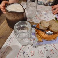 Bread and white bean dip as an appetizer. Litre of kozel lager to wash it all down with 
:) at Pierogarnia Stary Młyn in Gdansk