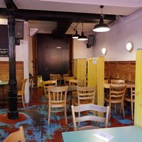 Interior during corona at Cafe Populaire in Fribourg