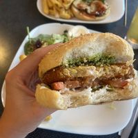 The vegan chicken run burger, would recommend (the pesto is delicious)  at Cafe Populaire in Fribourg