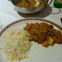 Rice and a spinach curry at Tamanna in Aviemore