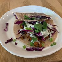 My sweet potato & black bean soft tacos.  Delish! at Plant in Oklahoma City
