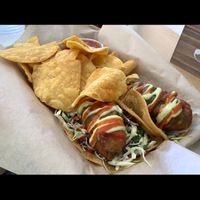 Beer battered avocado tacos 🤤🤤 at Garden Grill in Las Vegas