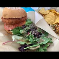 Hot chicken sando at Garden Grill in Las Vegas