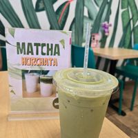 Matcha horchata (stirred before picture) at Garden Grill in Las Vegas