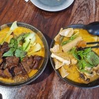 "Beef" laksa and tofu & mushroom laksa at Sky in Port Adelaide
