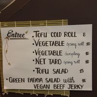 Entree menu at Sky in Port Adelaide