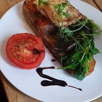 Rustic Vegan 🌱 Mhmmm 💕 - toasted bread with mushrooms, sweet potatoes, fried tofu, spinach, avocado and tomato😄! at Cafe Rust in Brighton