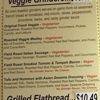 Menu at Royal Grinders in Seattle