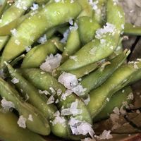 Edamame with plenty of large salt flakes! at Wudon in Glasgow