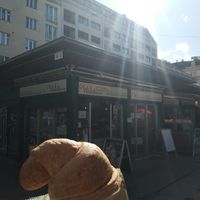 The location is wrong but look for this place to taste the best healthier croissants at Waldherr - Naschmarkt in Vienna
