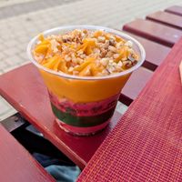 Raspberry and mango sorbet at Façon Chocolat in Crest