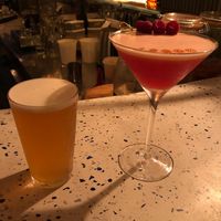 Aquafaba cocktails and tap beer at Farès in Lisbon