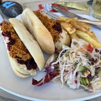 Houmous, beetroot and carrot baguette  at Rocket House Café in Cromer