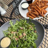 Superfood Salad (no feta and replace Avocado Honey Citrus Vinaigrette with Sherry Vinaigrette or other vegan dressing). Side of Sweet Potato Fries  (ask for no ranch) at REDwater Kitchen in Spearfish