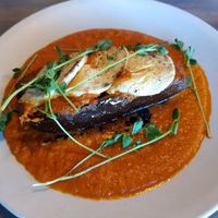 Stuffed eggplant with vegan cheese at REDwater Kitchen in Spearfish