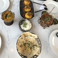 Garlic Naan, Patiala bengain, Punjabi dal Makhani  at Indian Box in Santiago