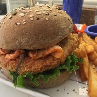 Kimchi burger made with Omnipork (vegan) at CheerSu 草蔬宴 - Cǎo Shū Yàn in Taipei