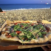 Mushroom pizza by the beach  at Da Francesco in Nice