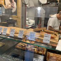 Making our pizza from scratch  at Da Francesco in Nice