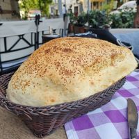 Puffy bread at Babylonia in Istanbul