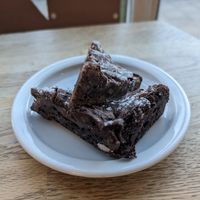 Chocolate brownie at Huckleberries in Cromer