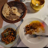Chamna masala, pilau rice, roti at The Kathmandu in Moraira