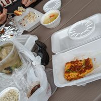 Covid 19 to go meal - tofu steak and dumpling soup. at HJ Farm/Hajun Farm in Suwanee