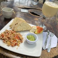 Vegan continental breakfast (ask to swap butter for guac) and proteinado smoothie   at Bohemia Beach in Magdalena