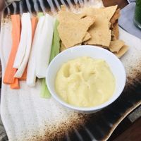 Veggie sticks and crackers with cheese cream  at Elixir in Ubud