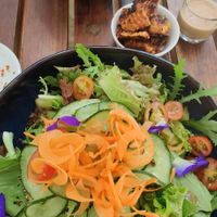 Made salad with side of BBQ tempeh at Elixir in Ubud