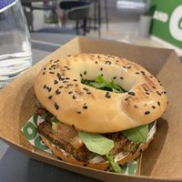 Chick’n bagel  at Green and Go in Doha