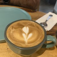 Flat white coffee   at Greenr Cafe in New Delhi
