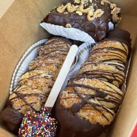 Peanut butter chews are interesting - it’s like pb with rice crisp cereal filling  at Rheinlander Bakery in Arvada