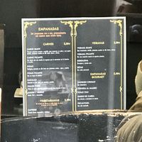 Menu at Alma Criolla in Zaragoza