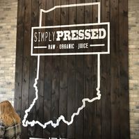 Cool artistic sign inside Cleveland Road location at Simply Pressed Juice in Granger