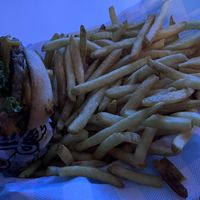 This was the double cheeseburger, a side of fries, and there was a cola and haberno sauce as well  at Monty's Good Burger - Echo Park in Los Angeles
