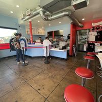 Retro vibe  at Monty's Good Burger - Echo Park in Los Angeles