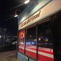100% Plant-Based signage  at Monty's Good Burger - Echo Park in Los Angeles