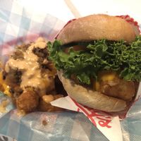 Tot burger and maxed out tots at Monty's Good Burger - Echo Park in Los Angeles