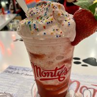 Strawberry shake at Monty's Good Burger - Echo Park in Los Angeles