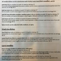 Current menu as of 8/30/19 page 2 at Noodle Hub in Tappan