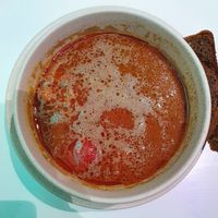 Tom yum soup with bread at Green Whale in Kyiv
