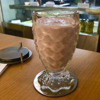 Strawberry flavoured “mylk” at Elysian Delights - Ethigreenz in Gurugram